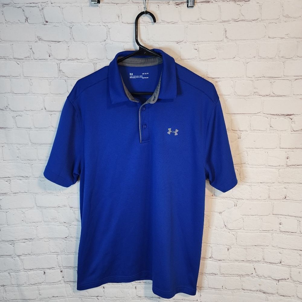Men's Under Armour Heatgear Blue Polo Shirt, Size Large